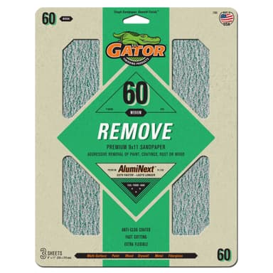 Gator Hojas de lijado de Oxido de Aluminio Premium de grano 60  Gator x 3 unidades