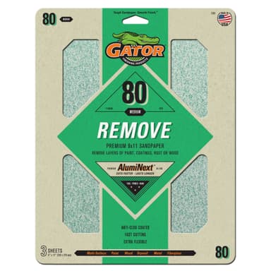 Gator Hojas de lijado de Oxido de Aluminio Premium de grano 80 x 3 unidades