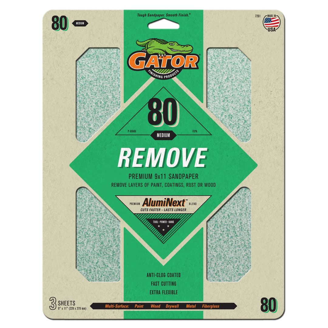 Gator Hojas de lijado de Oxido de Aluminio Premium de grano 80 x 3 unidades