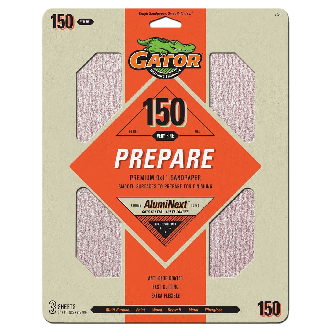 Gator Hojas de lijado de Oxido de Aluminio Premium de grano 150 x 3 unidades