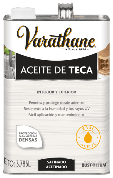 Óleo de teca para madeira de interior e exterior.